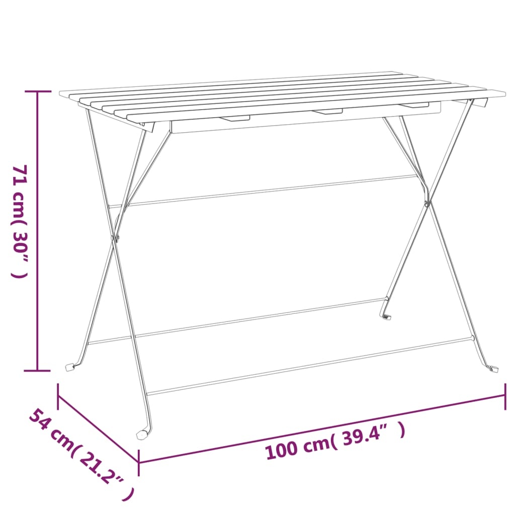 Inklapbare Bistrotafel Acaciahout & Staal - 100x54x71 cm - 72% Korting