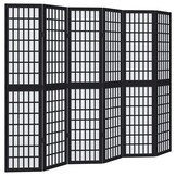 vidaXL Kamerscherm met 6 panelen massief paulowniahout zwart