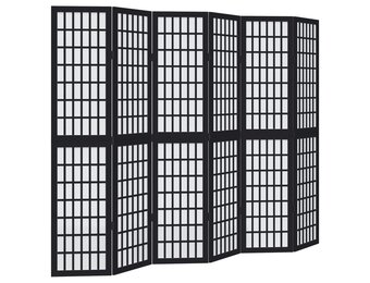 vidaXL Kamerscherm met 6 panelen massief paulowniahout zwart