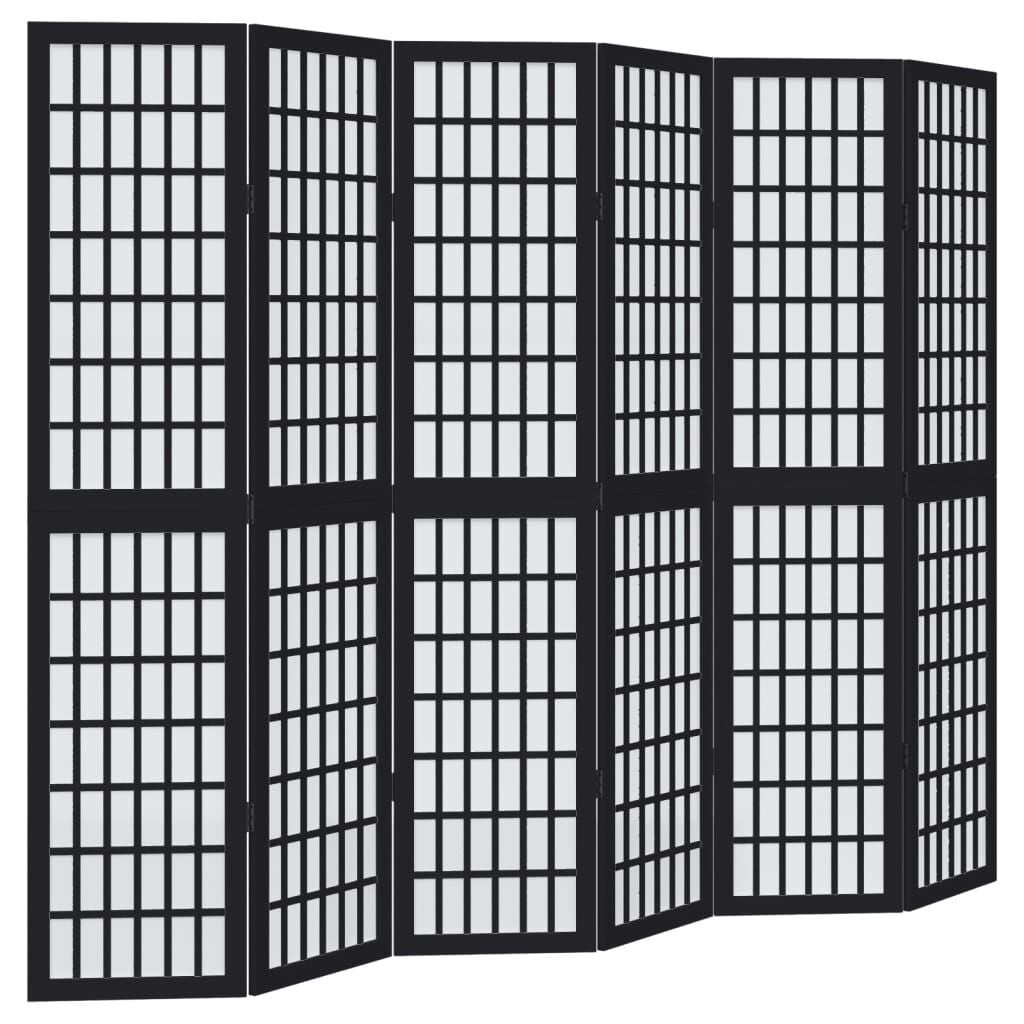 vidaXL Kamerscherm met 6 panelen massief paulowniahout zwart