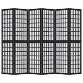 vidaXL Kamerscherm met 6 panelen massief paulowniahout zwart