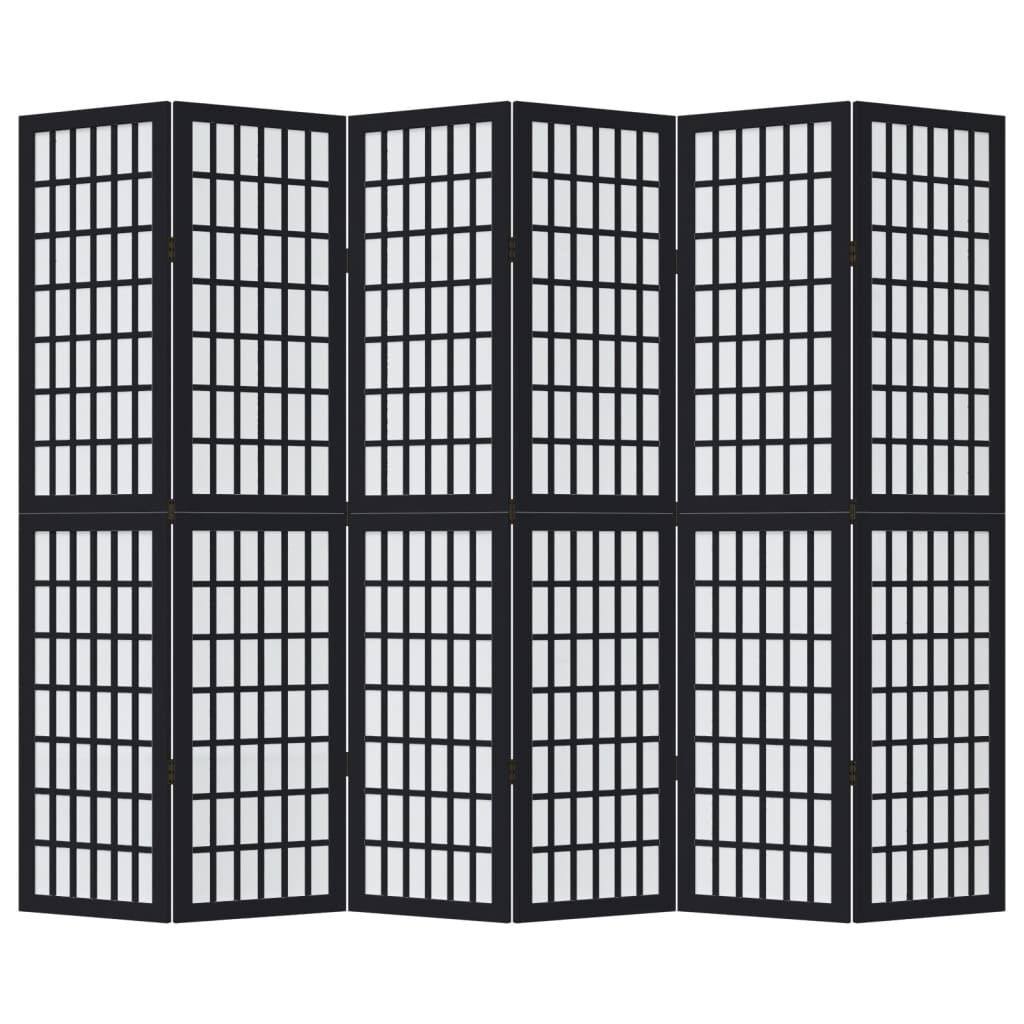 vidaXL Kamerscherm met 6 panelen massief paulowniahout zwart