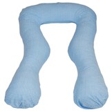 Groot U-vorm Voedingskussen - 100% Katoen Blauw Geruit - 65% Korting