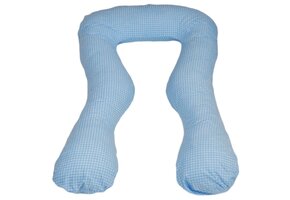 Groot U-vorm Voedingskussen Blauw Geruit Katoen - 58% Korting