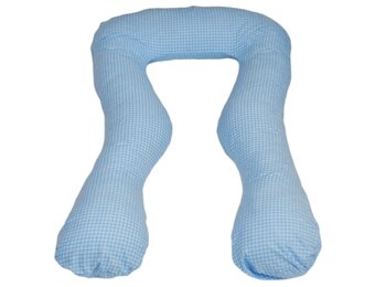 Voedingskussen - Zwangerschapskussen - groot - 100% katoen - blauw geruit