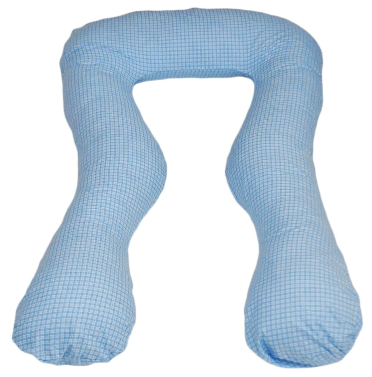 Groot U-vorm Voedingskussen - 100% Katoen Blauw Geruit - 65% Korting