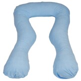 Groot U-vorm Voedingskussen - 100% Katoen Blauw Geruit - 65% Korting