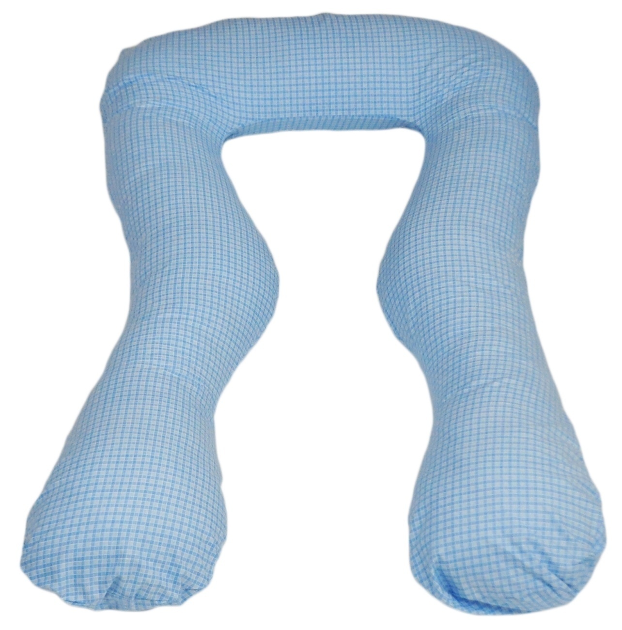 Groot U-vorm Voedingskussen - 100% Katoen Blauw Geruit - 65% Korting