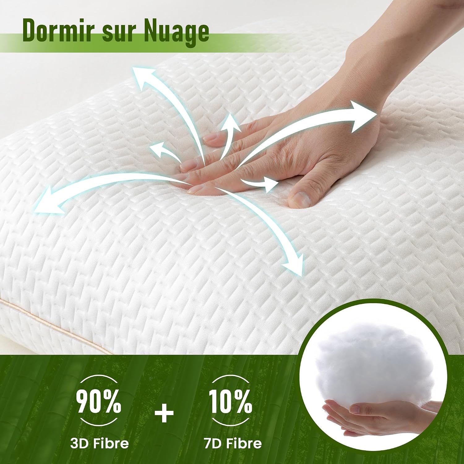 BedStory Bamboevezelkussen, bamboevezel, 60 x 60 cm, 2 stuks met afneembare kussenslopen, anti-allergische kussens met vulling, 10% 7D en 90% 3D-vezel, polyester, kussen, hotelkwaliteit