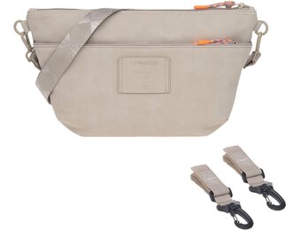 LÄSSIG Baby Stroller Organizer Shoulder Bag Pushchair Bag Including Pushchair Attachment/GRE Buggy Bum Bag Humus