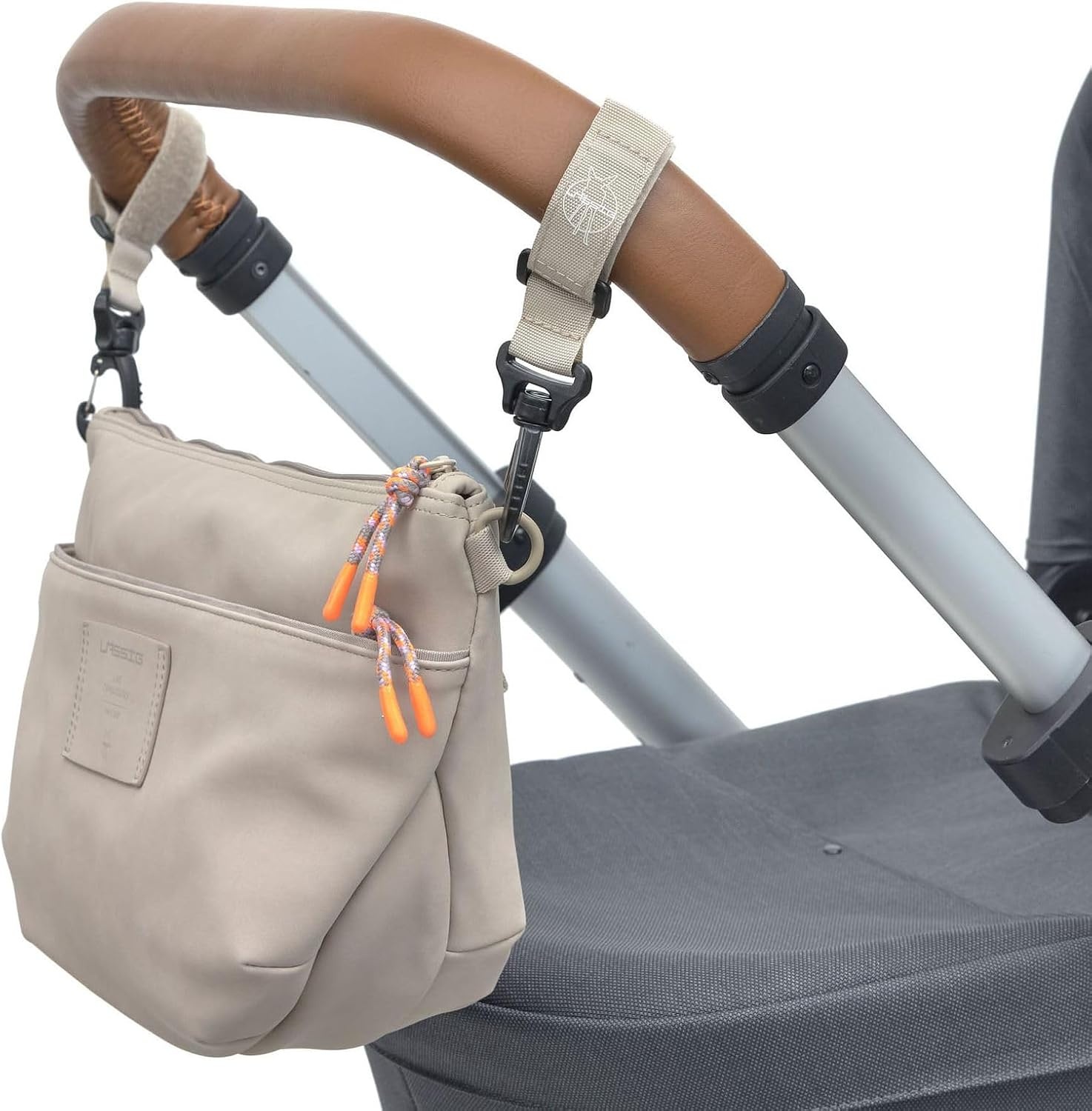 LÄSSIG Baby Stroller Organizer Shoulder Bag Pushchair Bag Including Pushchair Attachment/GRE Buggy Bum Bag Humus