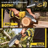 8 & 6 Inch Brushless Mini Chainsaw with Batteries 4.0 Ah x 2, Automatic Oil for Cutting Wood, Branches