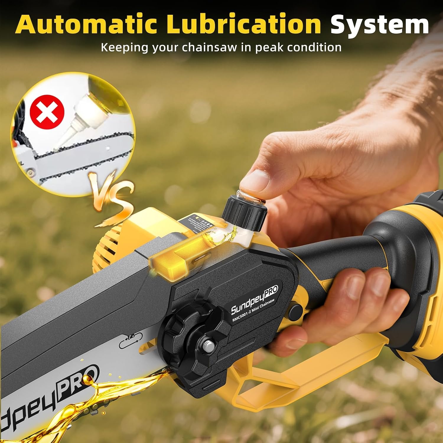 8 & 6 Inch Brushless Mini Chainsaw with Batteries 4.0 Ah x 2, Automatic Oil for Cutting Wood, Branches