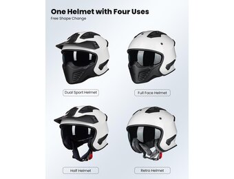 ILM Motorcycle Helmet Motocross Enduro Jet Scooter Vintage for Women Men Adults ECE Approved Model 726X