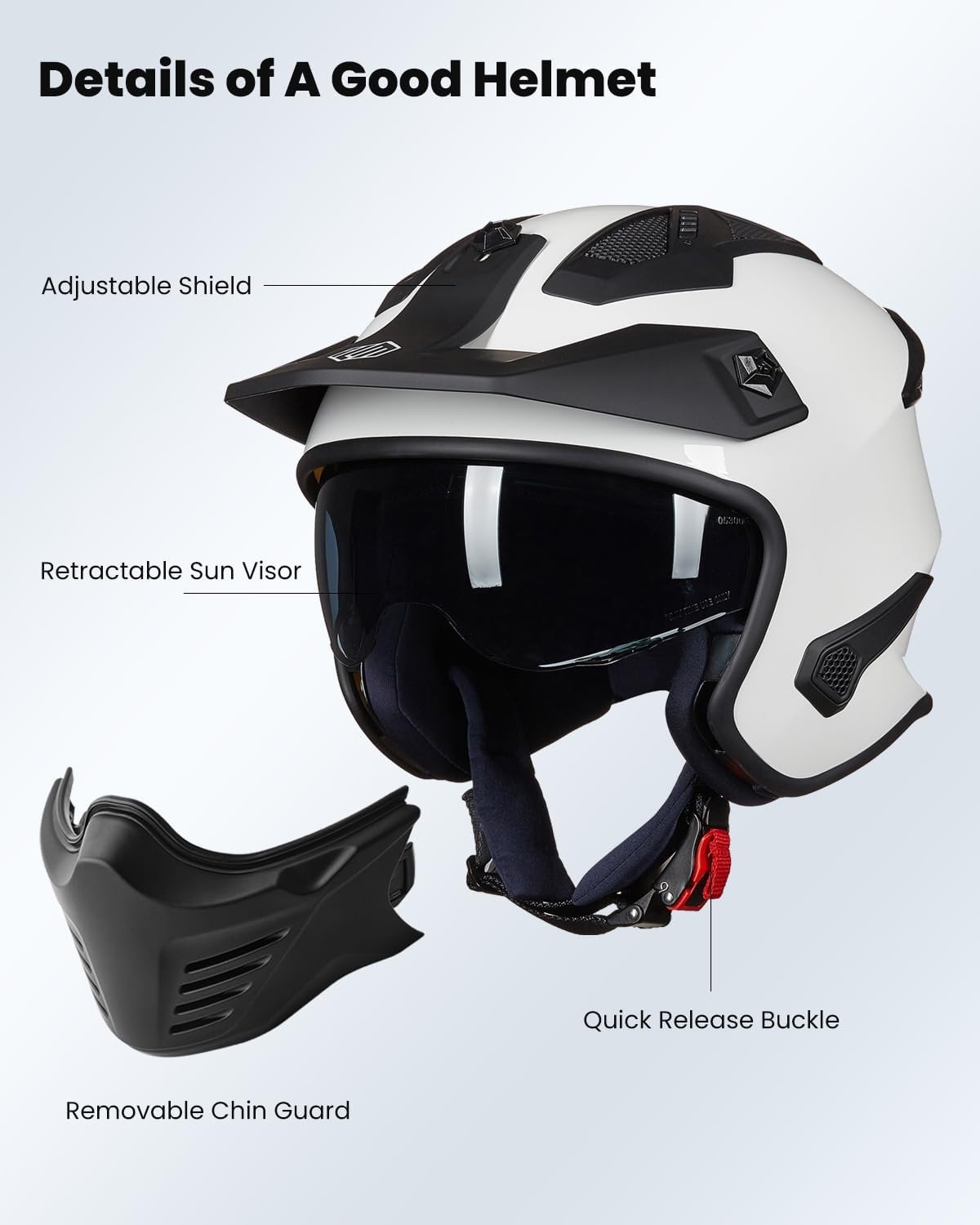 Scooter Jethelm Wit ECE 22.06 DOT met afneembaar kinstuk | 60% Korting