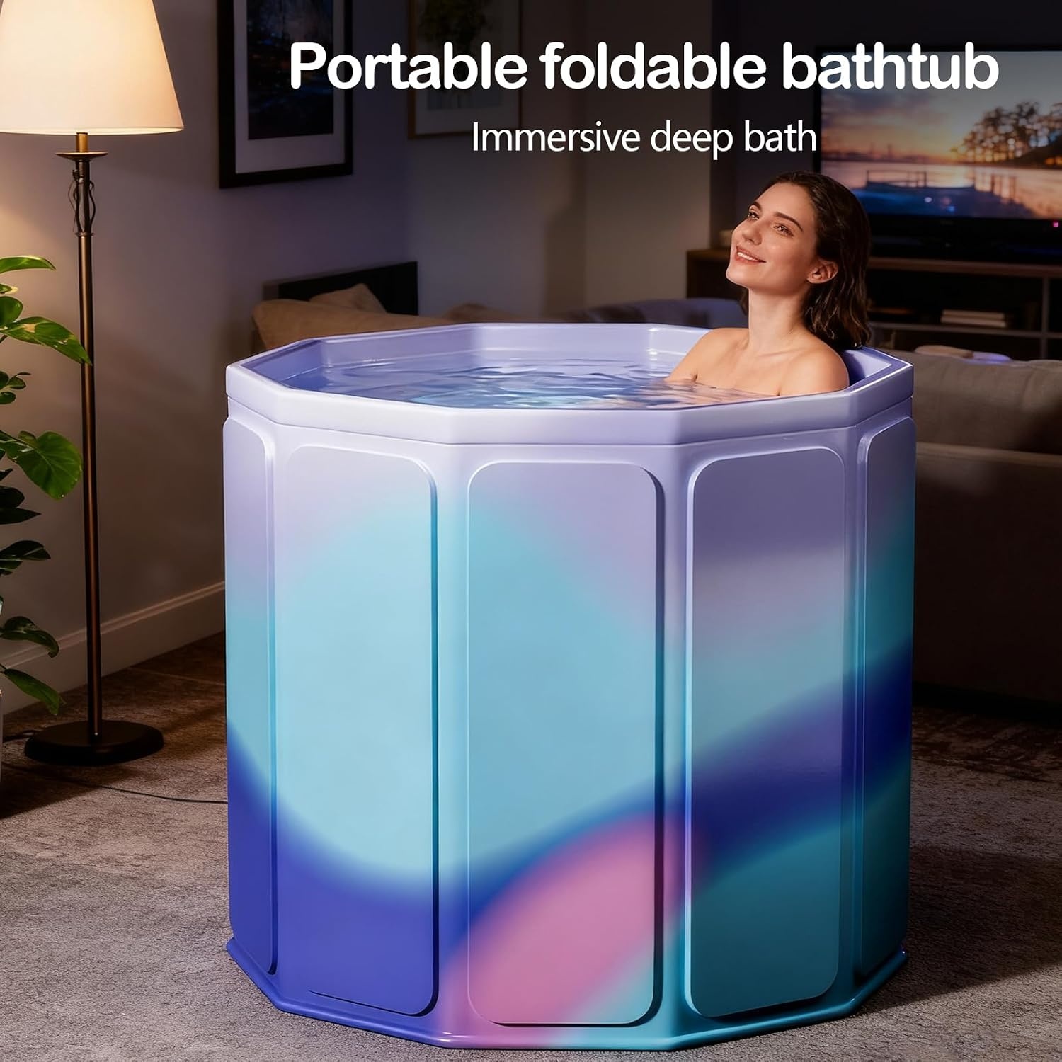 Opvouwbare badkuip, 80 x 70 cm (b x h), draagbare badkuip voor warme en koude badkamer, voor kleine badkamers, douche, spa en wellness, ijsbad, volwassenen, ijsbad