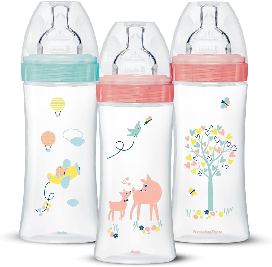 Dodie Anti-koliek Babyflessen 330ml, 6m+, Pastelroze (3 stuks) - 57% Korting