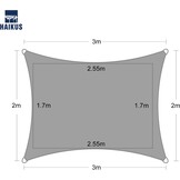 HAIKUS Rechthoekig schaduwdoek, 2 x 3 m, ademend HDPE-schaduwzeil (185 g/m²), rechthoekig schaduwnet, 3 x 2 m, met uv-bescherming voor terras, tuin, terras, buiten, 2 x 3 m, sand