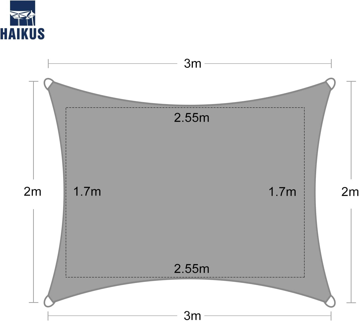HAIKUS Rechthoekig schaduwdoek, 2 x 3 m, ademend HDPE-schaduwzeil (185 g/m²), rechthoekig schaduwnet, 3 x 2 m, met uv-bescherming voor terras, tuin, terras, buiten, 2 x 3 m, sand