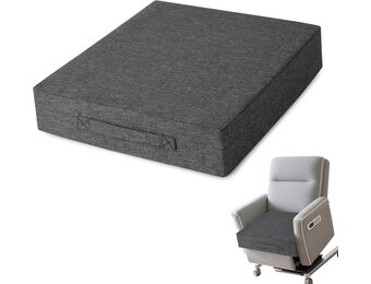 AddGrace Dik zitkussen voor ouderen - 50 x 50 x 10 cm - stoelkussens met antislip achterkant en wasbare hoes voor bank, fauteuilstoelen, donkergrijs