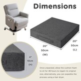 AddGrace Dik zitkussen voor ouderen - 50 x 50 x 10 cm - stoelkussens met antislip achterkant en wasbare hoes voor bank, fauteuilstoelen, donkergrijs