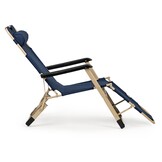 Tuin ligstoel 2in1 met hoofdsteun - Marineblauw - Tuinstoel
