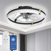 Airwit 48cm Silent Ceiling Fan with Light and Remote Control, Modern Round Ceiling Fans with Built-in Lamp, Dimmable Ceiling Fan Bedroom with Reversible DC Motor