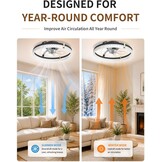Airwit 48cm Silent Ceiling Fan with Light and Remote Control, Modern Round Ceiling Fans with Built-in Lamp, Dimmable Ceiling Fan Bedroom with Reversible DC Motor