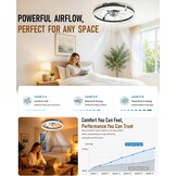 Airwit 48cm Silent Ceiling Fan with Light and Remote Control, Modern Round Ceiling Fans with Built-in Lamp, Dimmable Ceiling Fan Bedroom with Reversible DC Motor