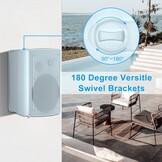 Herdio 6,5 inch outdoor luidspreker waterdicht bedraad 200 watt met krachtige bas, wandmontage-buitenluidspreker voor patio, garage, overdekt terras (wit)