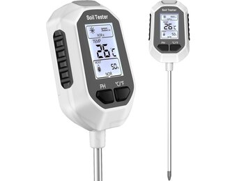 YAMRON pH-meter voor aarde, 5-in-1, digitale plantenmeter met pH-waarde/temperatuur/luchtvochtigheid/licht voor tuinieren, boerderij, gazon, landbouw en buitenplanten
