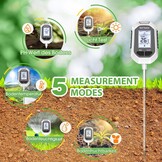 YAMRON pH-meter voor aarde, 5-in-1, digitale plantenmeter met pH-waarde/temperatuur/luchtvochtigheid/licht voor tuinieren, boerderij, gazon, landbouw en buitenplanten