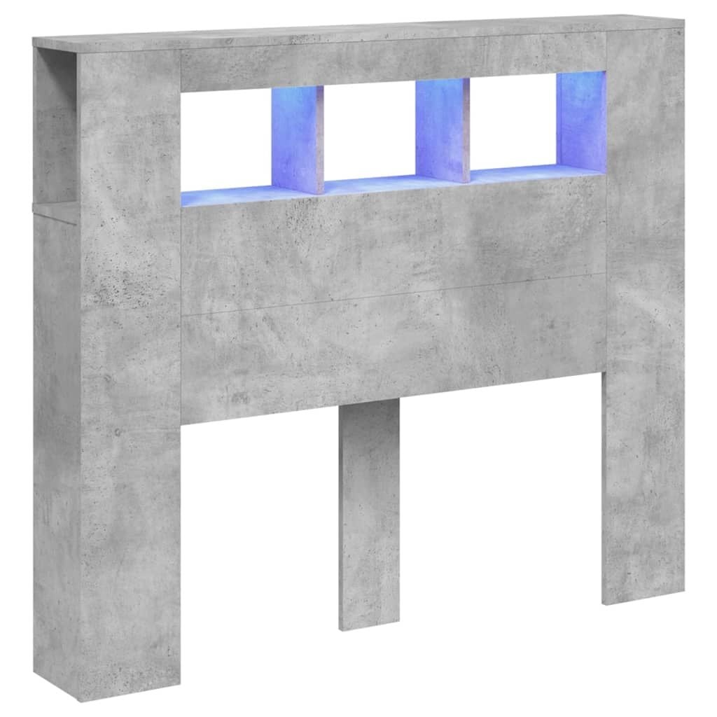 Hoofdeinde met LED 120 cm Betongrijs - 77% Korting
