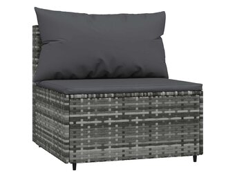 Grijze Poly Rattan Tuinmiddenbank met Kussens - 34% Korting!
