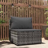 Grijze Poly Rattan Tuinmiddenbank met Kussens - 34% Korting!