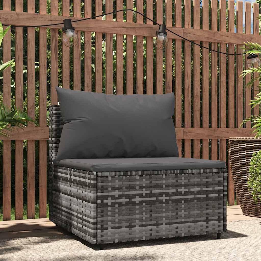 Grijze Poly Rattan Tuinmiddenbank met Kussens - 34% Korting!