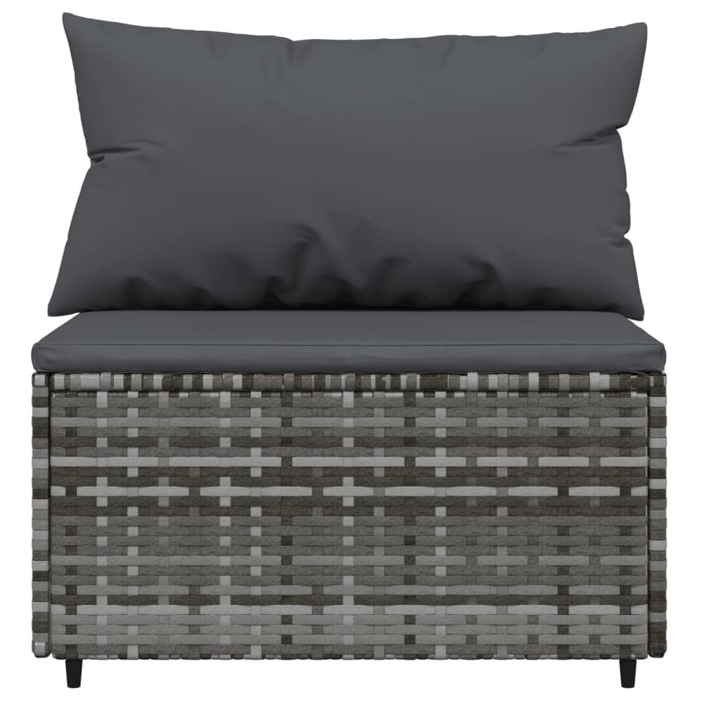 Grijze Poly Rattan Tuinmiddenbank met Kussens - 34% Korting!