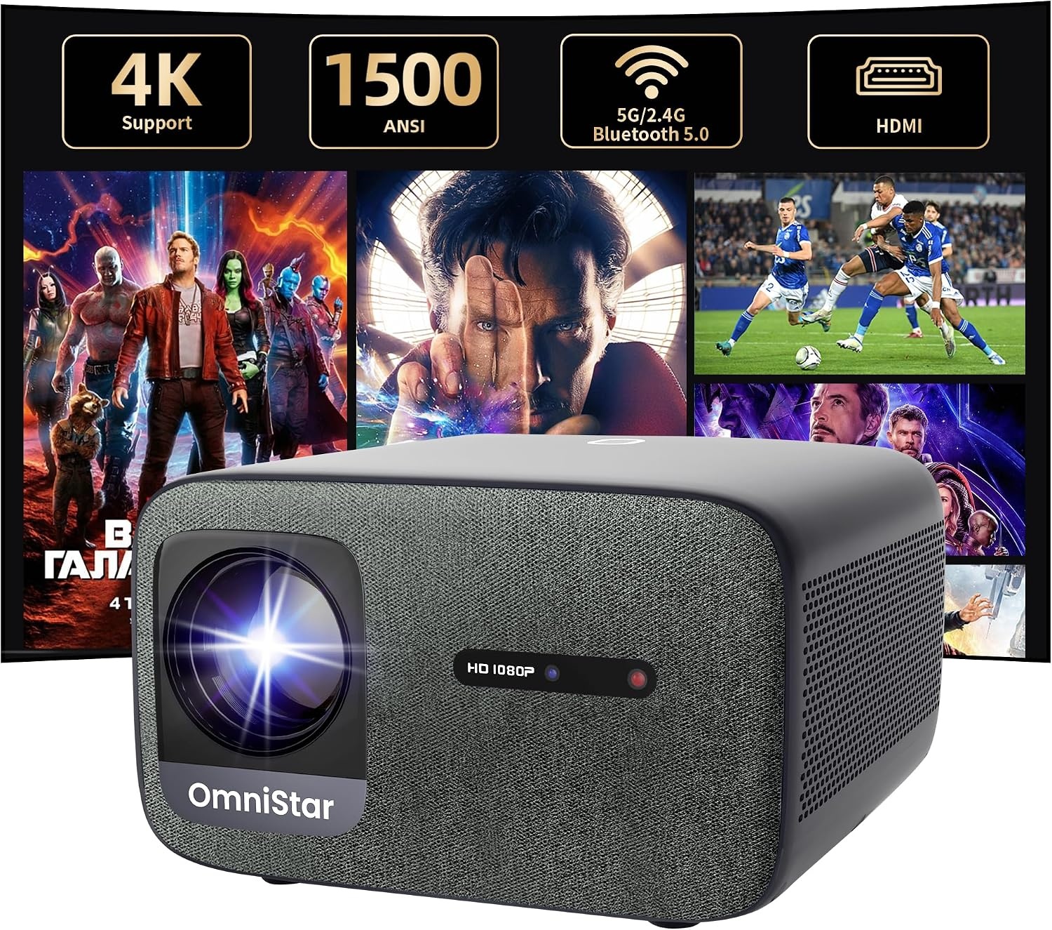 Beamer Thuisbioscoop Kantoor 1500 ANSI 1080p 4K met 30% Korting