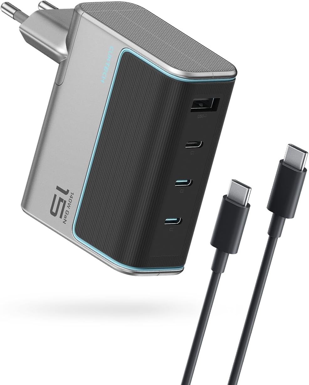 140W USB-C Snellader 4-Poorts PD3.1 GaN - Laptop, MacBook, iPad, iPhone, Galaxy, Steam Deck