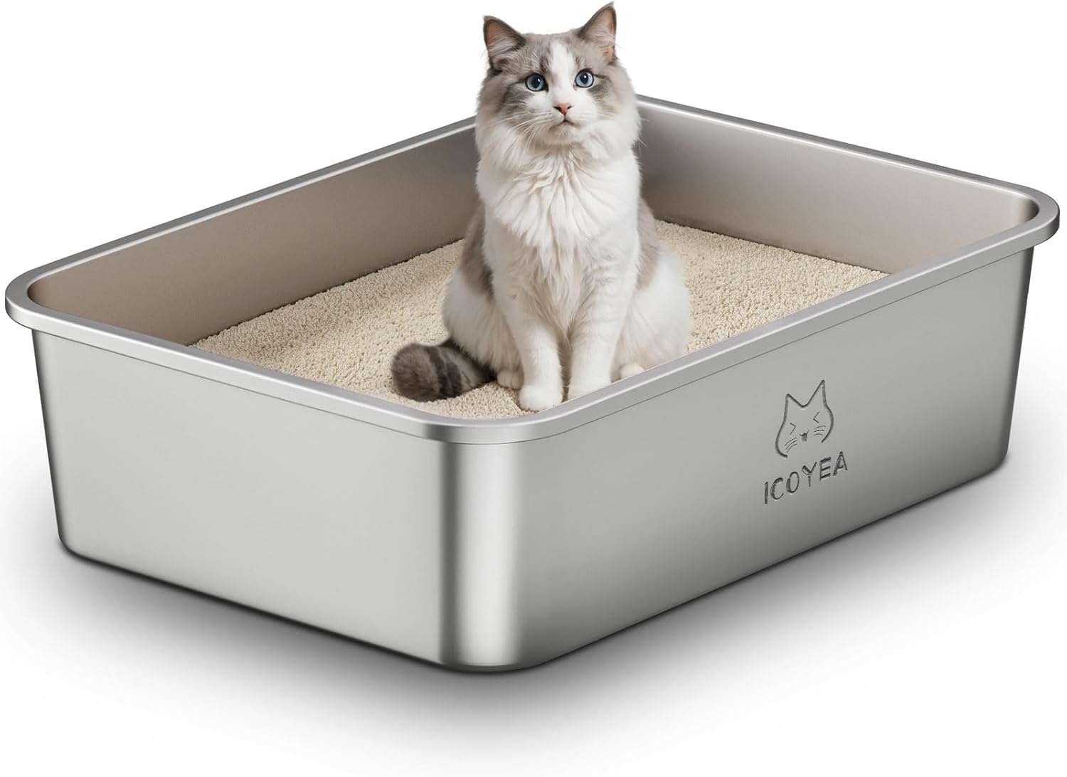 Roestvrij Staal Kattenbak XXL 50x35x10cm - 32% Korting