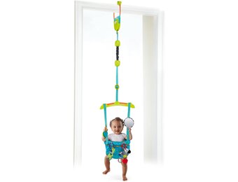 Bright Starts, Door Jumper - Bouncer 'n Spring Deluxe with Padded Seat, Door Clamp, Adjustable Strap, 4 Take-Along Toys, Ages 6 Months +