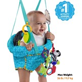 Bright Starts, Door Jumper - Bouncer 'n Spring Deluxe with Padded Seat, Door Clamp, Adjustable Strap, 4 Take-Along Toys, Ages 6 Months +