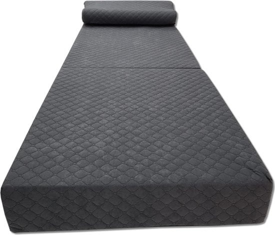 Opvouwbaar Logeermatras Grafiet - 200x70x15 cm met Kussen | 35% Korting