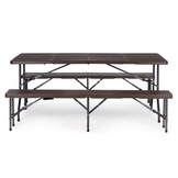 Campingtafel Set met 8 Bankjes - Houtlook - Opvouwbaar