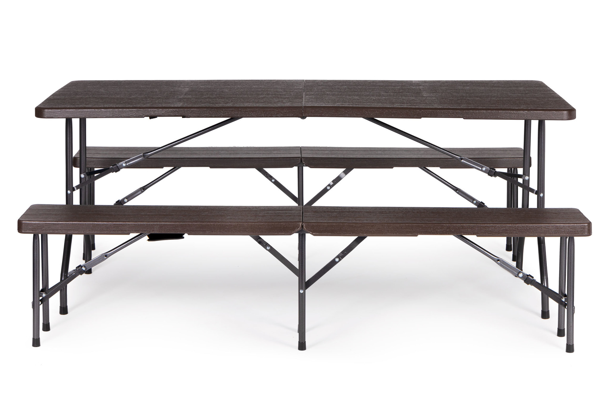 Campingtafel Set met 8 Bankjes - Houtlook - Opvouwbaar