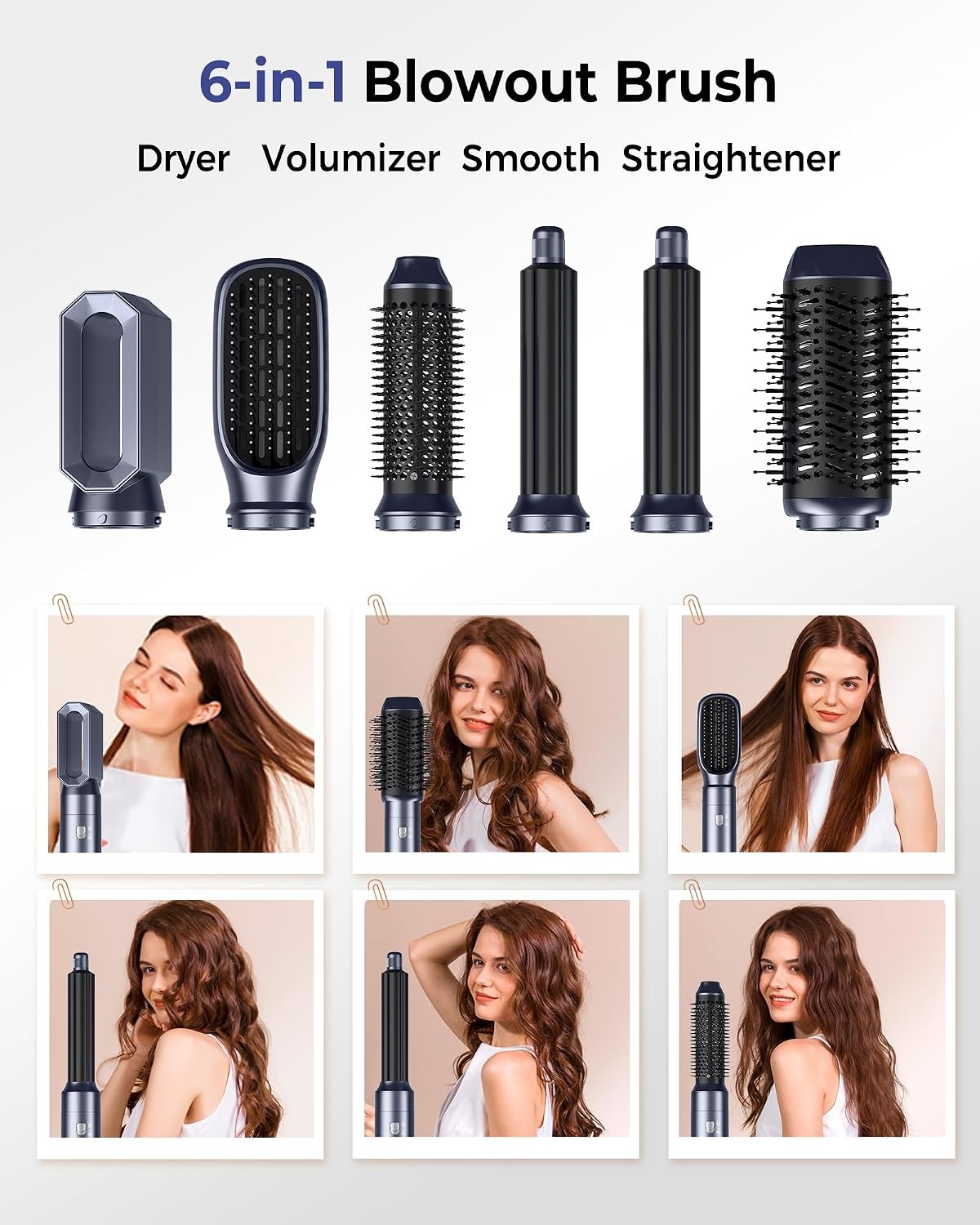 6-in-1 Haarstyler Met 47% Korting: Föhn & Krulborstel Set