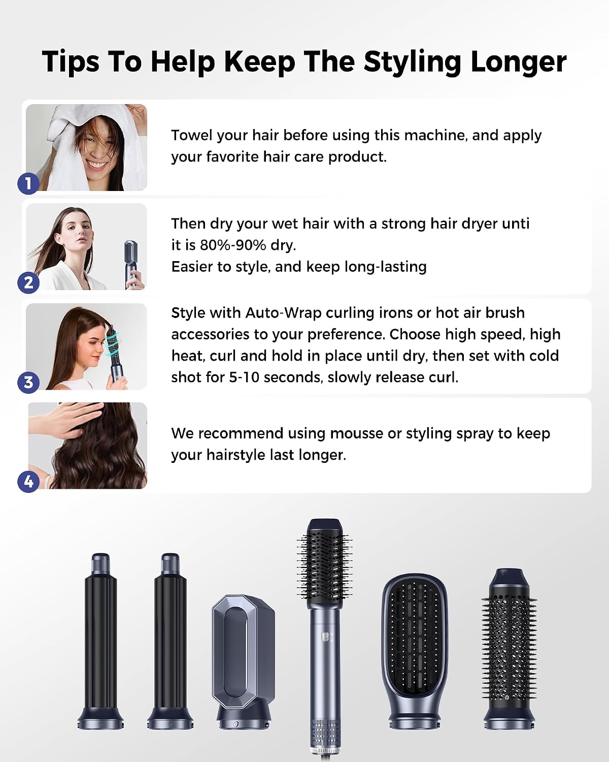 6-in-1 Haarstyler Met 47% Korting: Föhn & Krulborstel Set