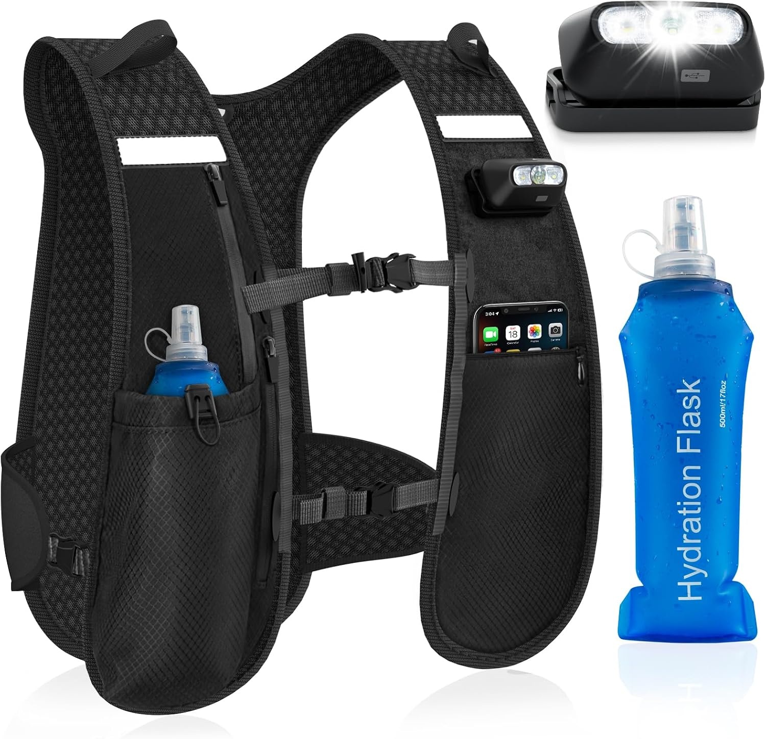 Reflecterend Hardloopvest met Telefoonhouder & Softflask (33% Korting)