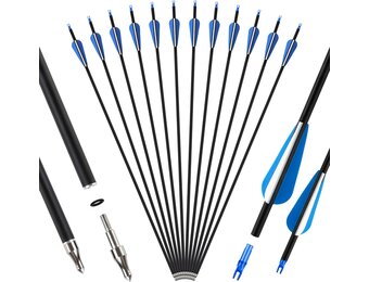 12x Carbon Pijlen 30" voor Bogen (20-55 LBS) - Jacht & Training