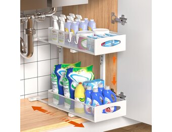 2-Laags Uitschuifbare Kast Organizer 44,5cm Wit - 33% Korting